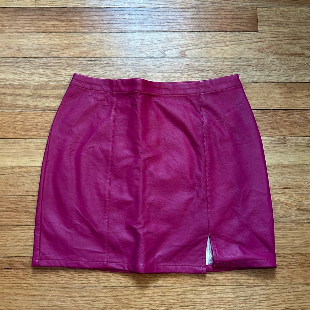 Pink F21 Faux Leather Skirt